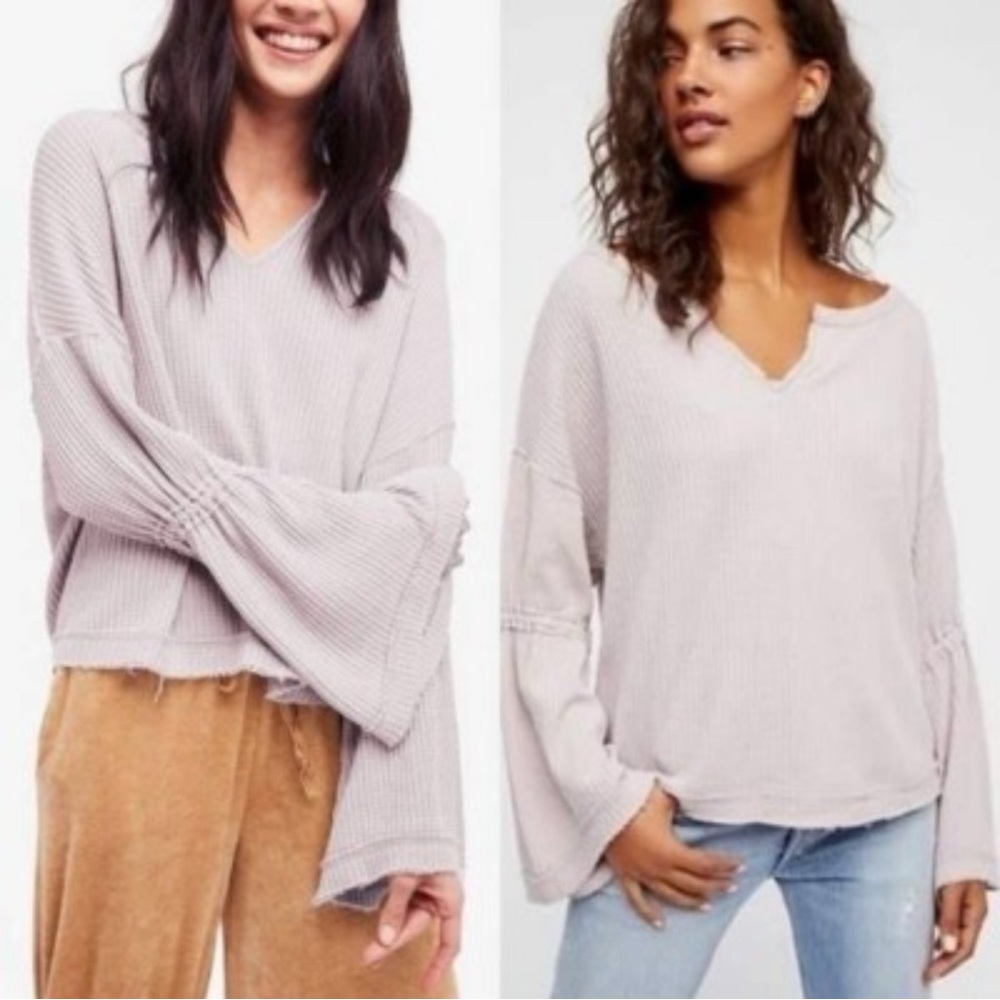 Free People Dahlia Waffle Knit Thermal Top Size M